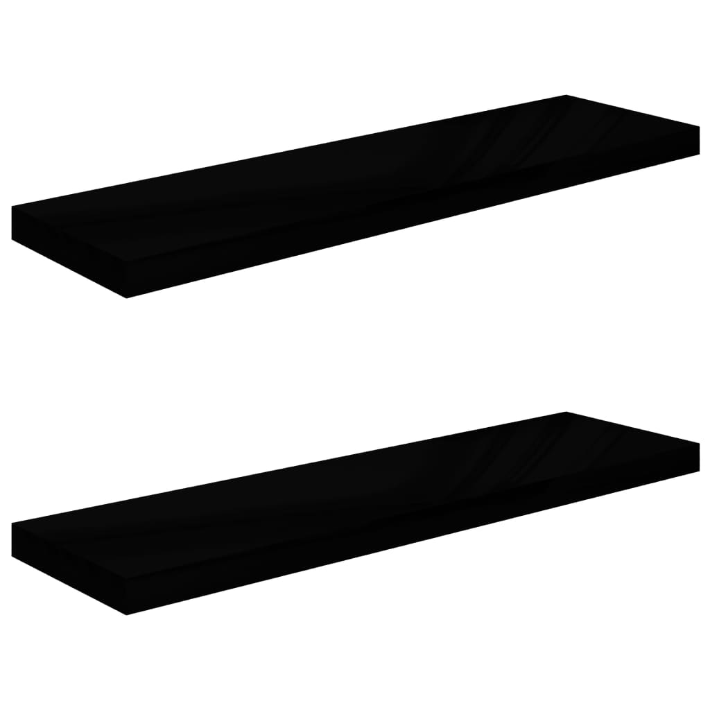 Rafturi de perete, 2 buc., negru extralucios 90x23,5x3,8 cm MDF Lando - Lando