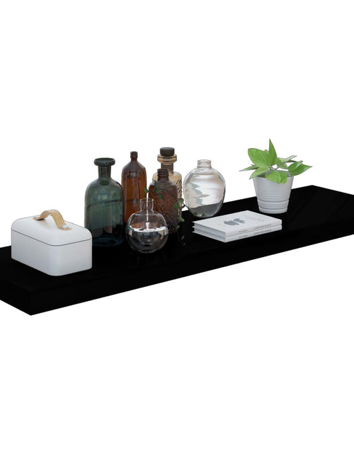 Încărcați imaginea în vizualizatorul Galerie, Rafturi de perete, 2 buc., negru extralucios 90x23,5x3,8 cm MDF Lando - Lando
