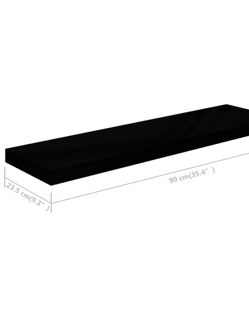 Încărcați imaginea în vizualizatorul Galerie, Rafturi de perete, 2 buc., negru extralucios 90x23,5x3,8 cm MDF Lando - Lando
