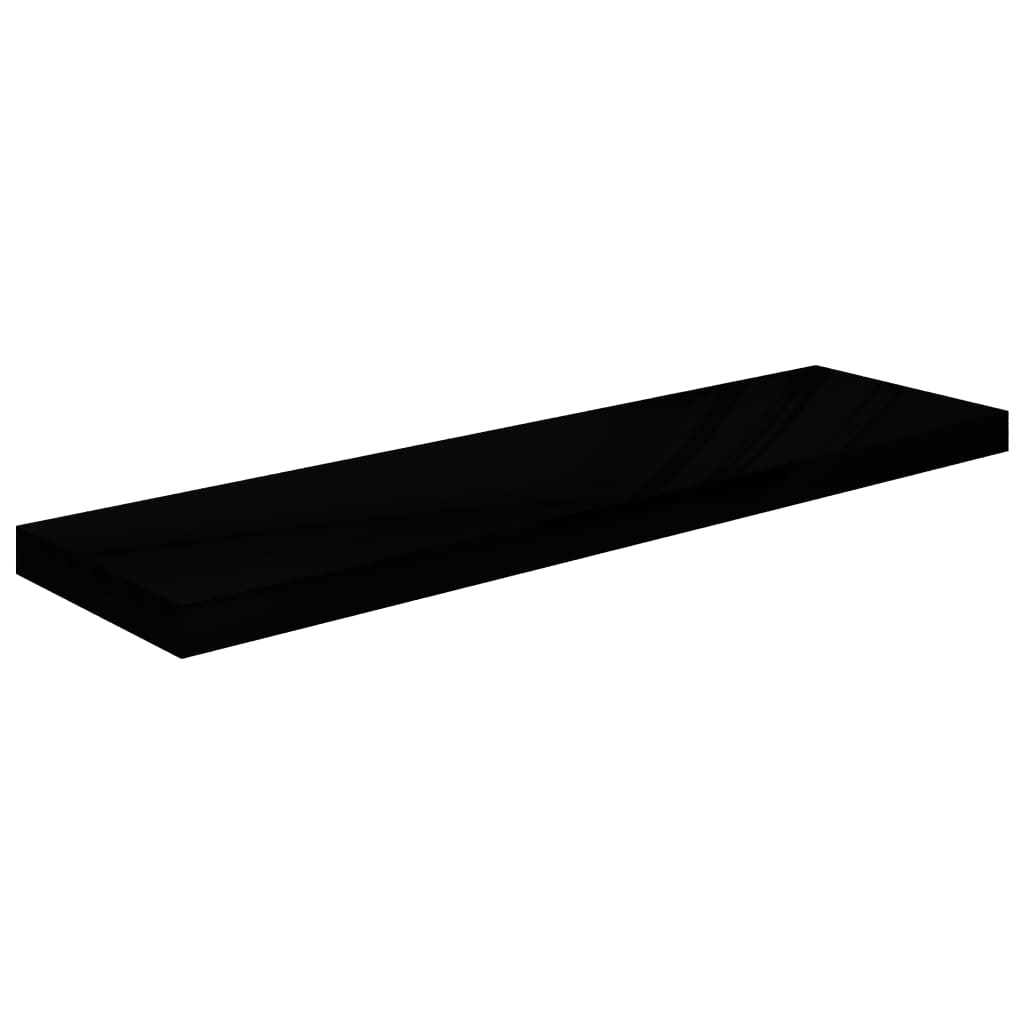 Rafturi de perete 4 buc. negru extralucios, 90x23,5x3,8 cm, MDF Lando - Lando