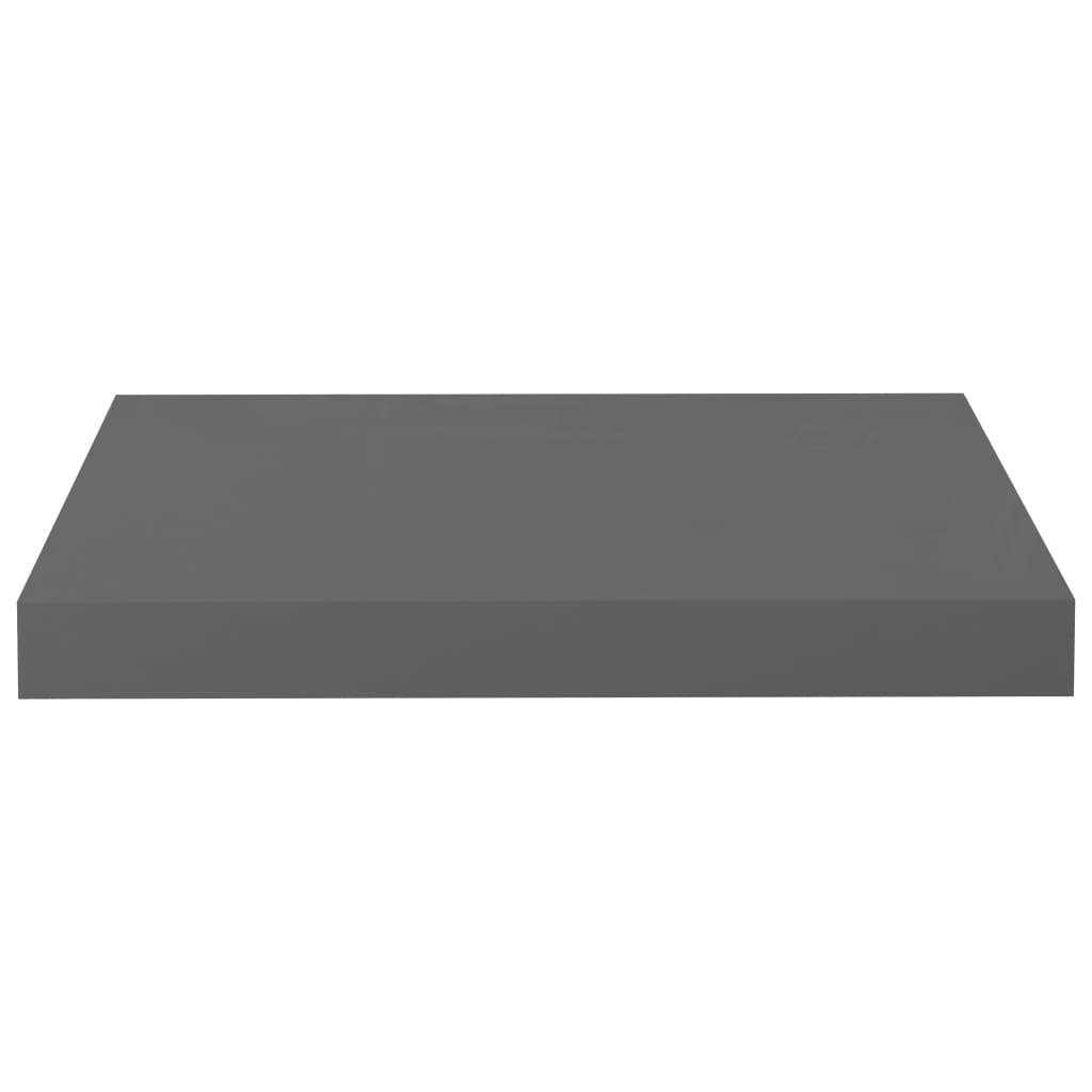 Raft de perete suspendat, gri extralucios, 40x23x3,8 cm, MDF Lando - Lando