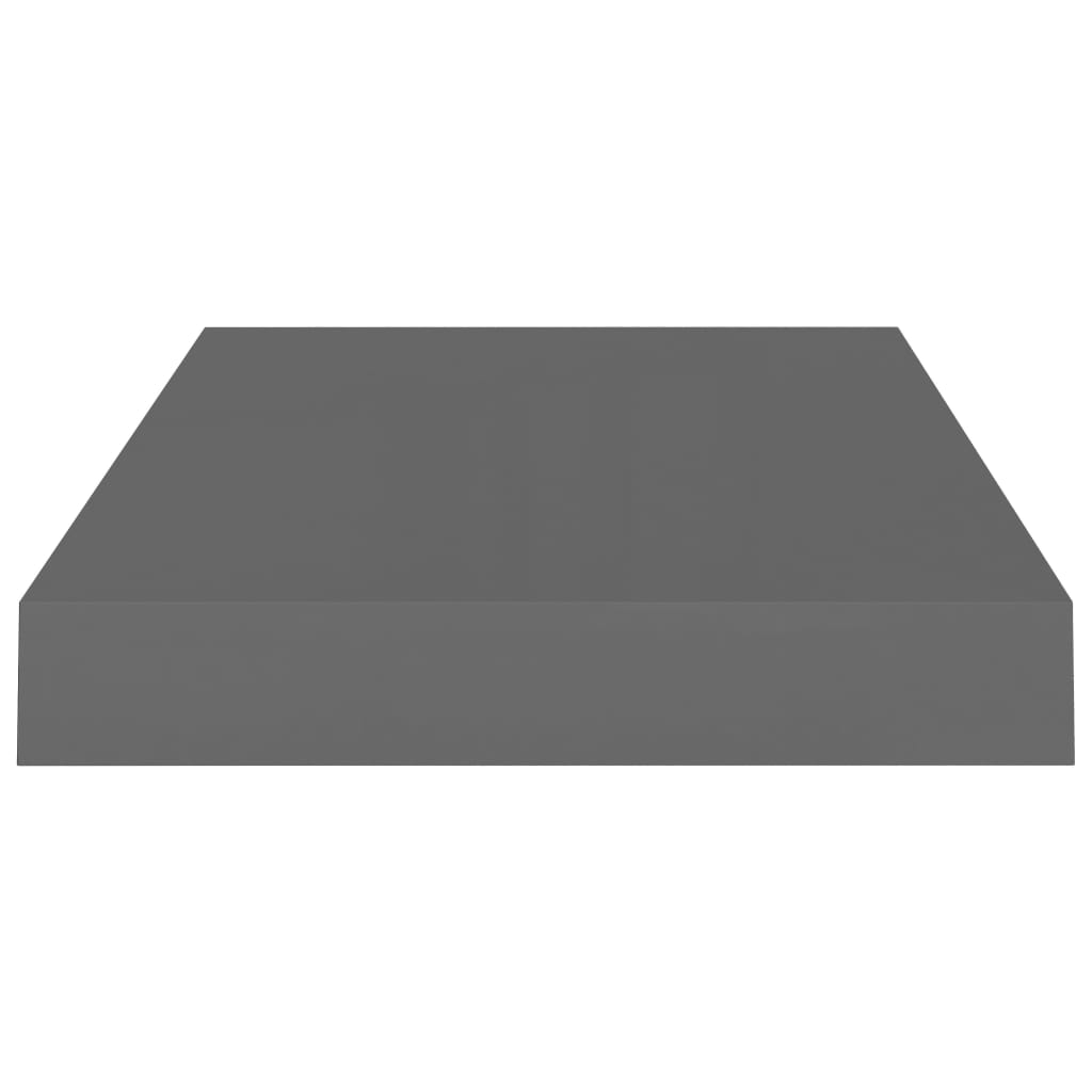 Raft de perete suspendat, gri extralucios, 40x23x3,8 cm, MDF Lando - Lando