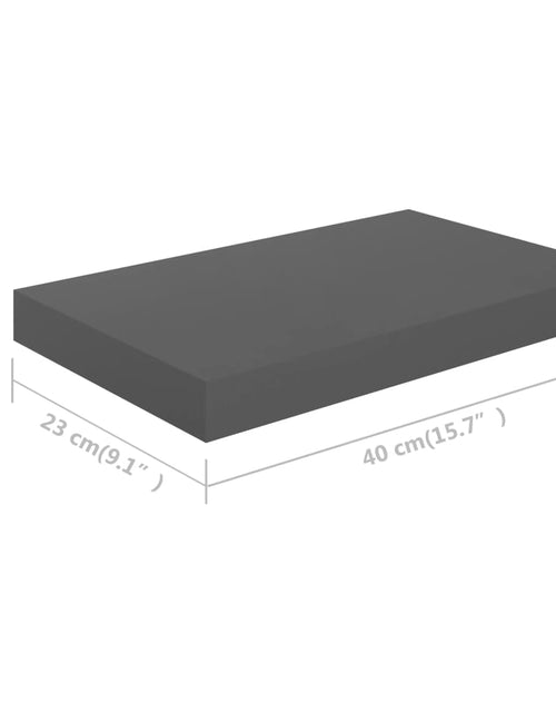 Încărcați imaginea în vizualizatorul Galerie, Raft de perete suspendat, gri extralucios, 40x23x3,8 cm, MDF Lando - Lando
