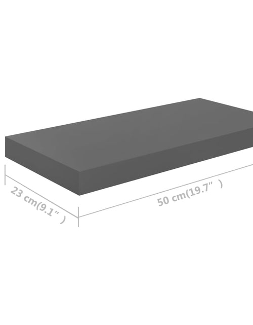 Загрузите изображение в средство просмотра галереи, Raft de perete suspendat, gri extralucios, 50x23x3,8 cm, MDF Lando - Lando
