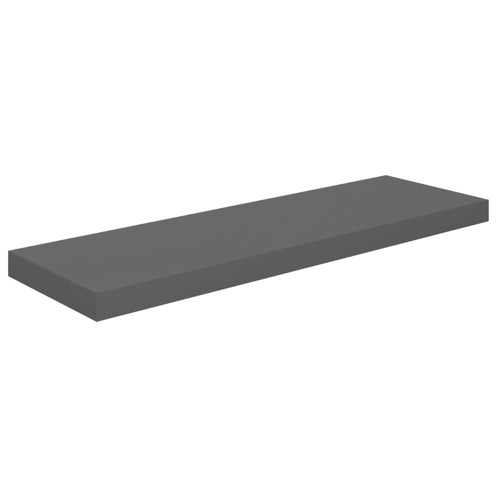 Raft de perete suspendat, gri extralucios, 80x23,5x3,8 cm, MDF Lando - Lando