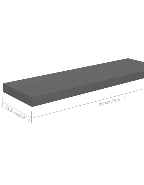 Загрузите изображение в средство просмотра галереи, Raft de perete suspendat, gri extralucios, 80x23,5x3,8 cm, MDF Lando - Lando
