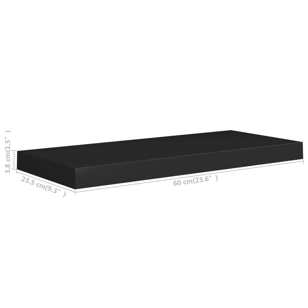 Rafturi de perete, 4 buc., negru, 60 x 23,5 x 3,8 cm, MDF Lando - Lando