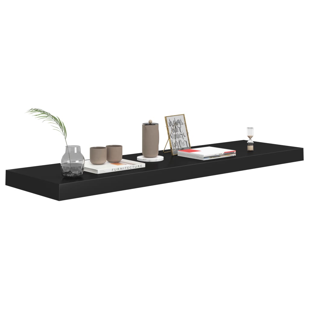 Raft de perete suspendat, negru, 90x23,5x3,8 cm, MDF - Lando