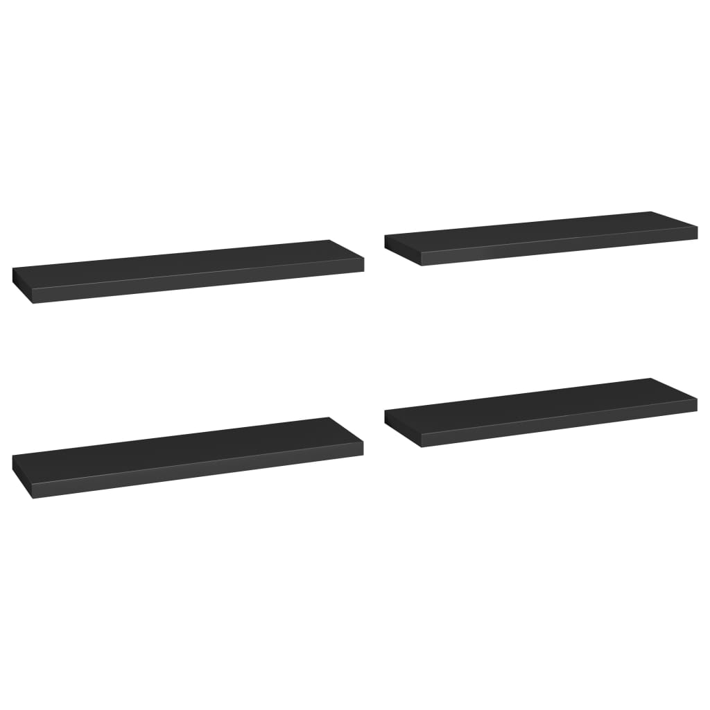 Rafturi de perete suspendate 4 buc., negru, 90x23,5x3,8 cm, MDF Lando - Lando