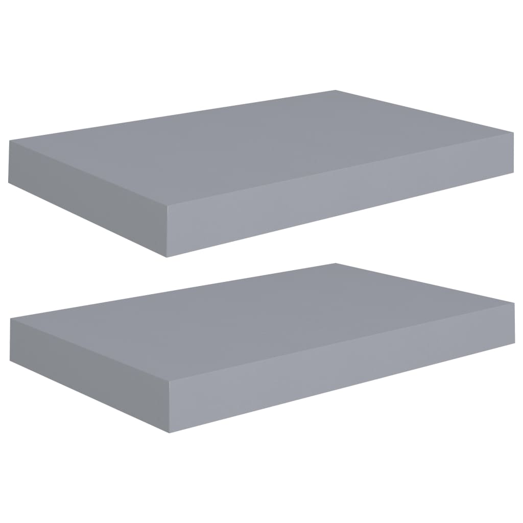 Rafturi de perete suspendate, 2 buc., gri, 40x23x3,8 cm, MDF Lando - Lando