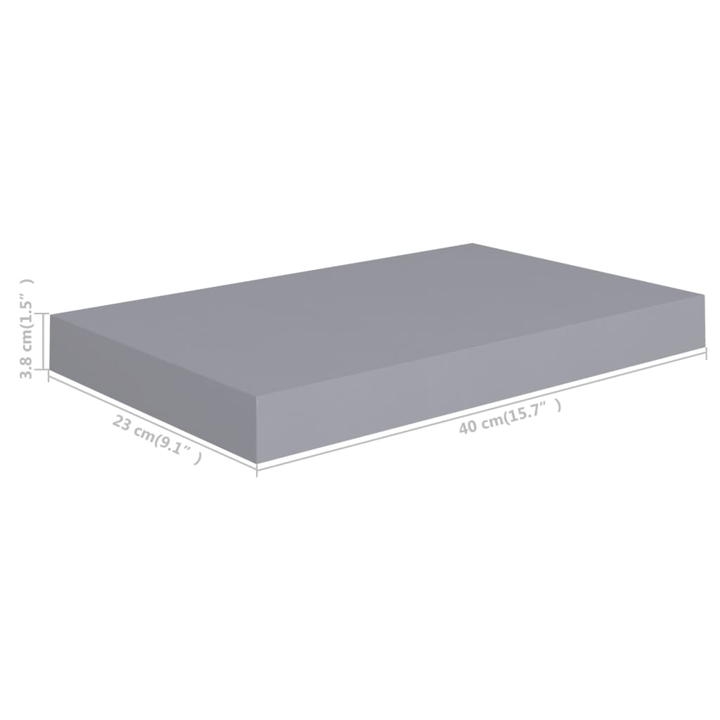 Rafturi de perete suspendate, 2 buc., gri, 40x23x3,8 cm, MDF Lando - Lando