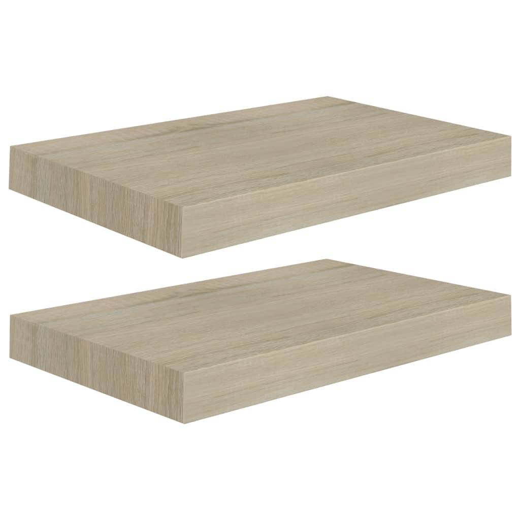 Rafturi de perete suspendate, 2 buc., stejar, 40x23x3,8 cm, MDF Lando - Lando