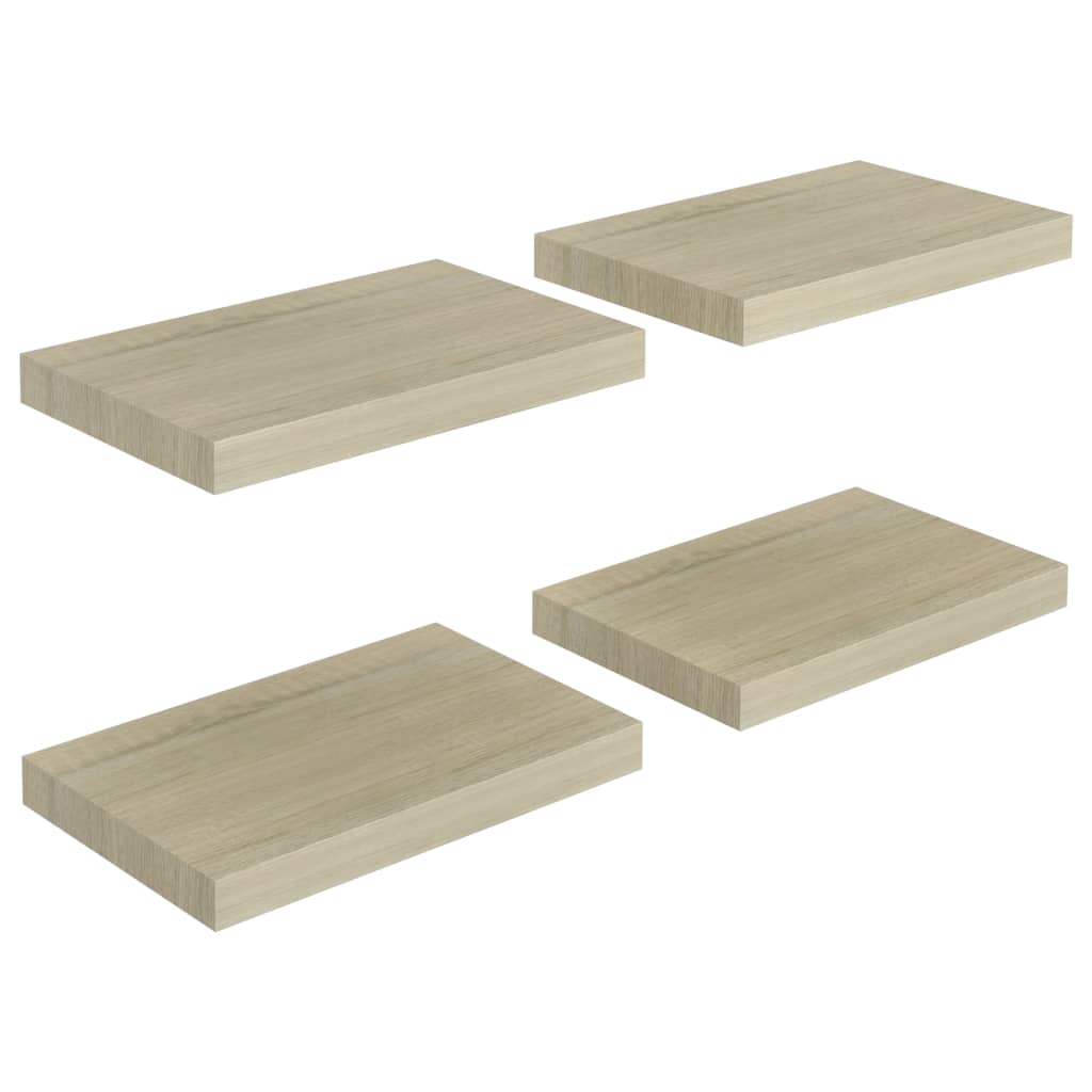 Rafturi de perete suspendate, 4 buc., stejar, 40x23x3,8 cm, MDF Lando - Lando