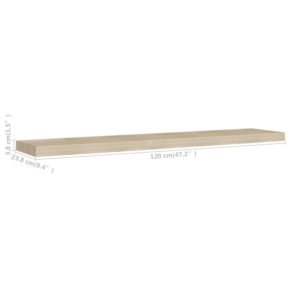 Raft de perete suspendat, stejar, 120x23,5x3,8 cm, MDF Lando - Lando