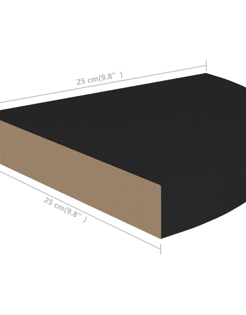 Загрузите изображение в средство просмотра галереи, Rafturi colțar suspendate, 4 buc., negru, 25x25x3,8 cm, MDF Lando - Lando
