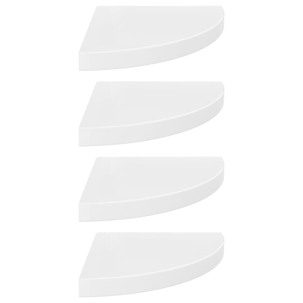 Colțare suspendate, 4 buc., alb extralucios, 35x35x3,8 cm, MDF Lando - Lando