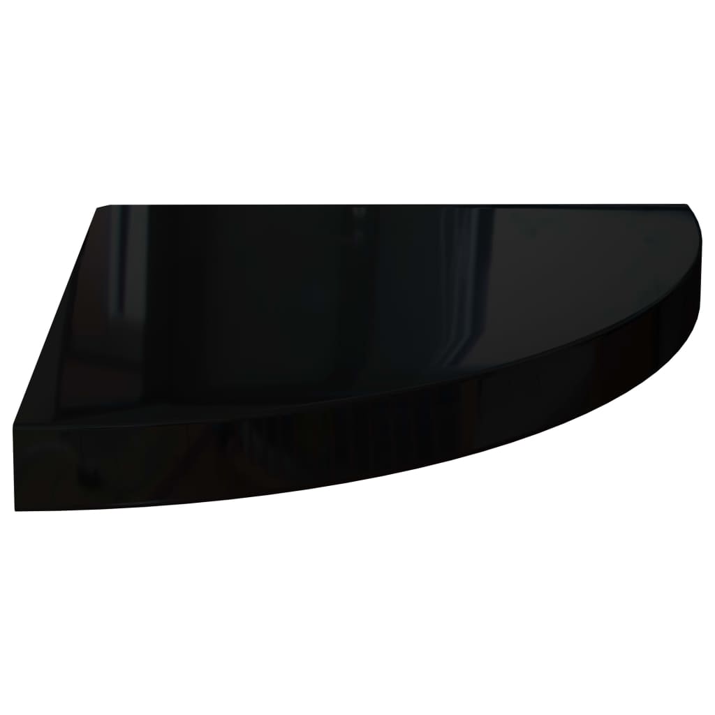 Rafturi colț perete 4 buc, negru extralucios, 35x35x3,8 cm, MDF Lando - Lando