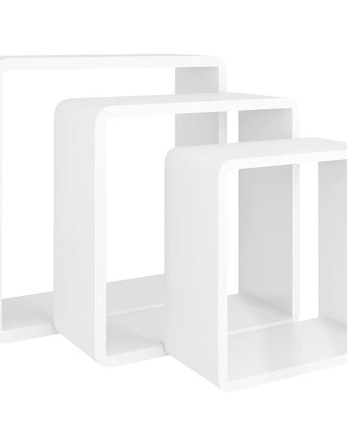 Încărcați imaginea în vizualizatorul Galerie, Rafturi de perete cub, 3 buc., alb, MDF Lando - Lando
