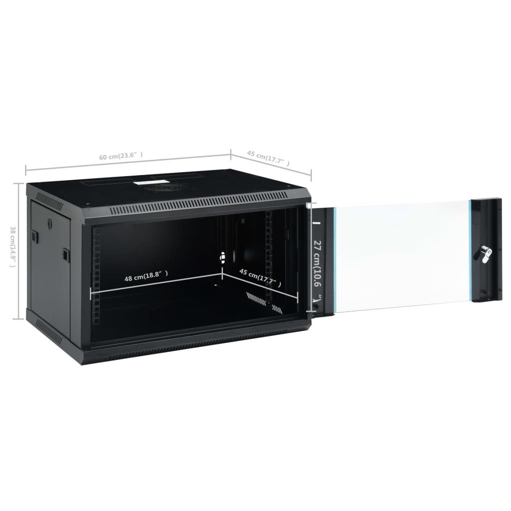 Dulap de server, montare pe perete, 6U, 19" IP20 600x450x375 mm Lando - Lando