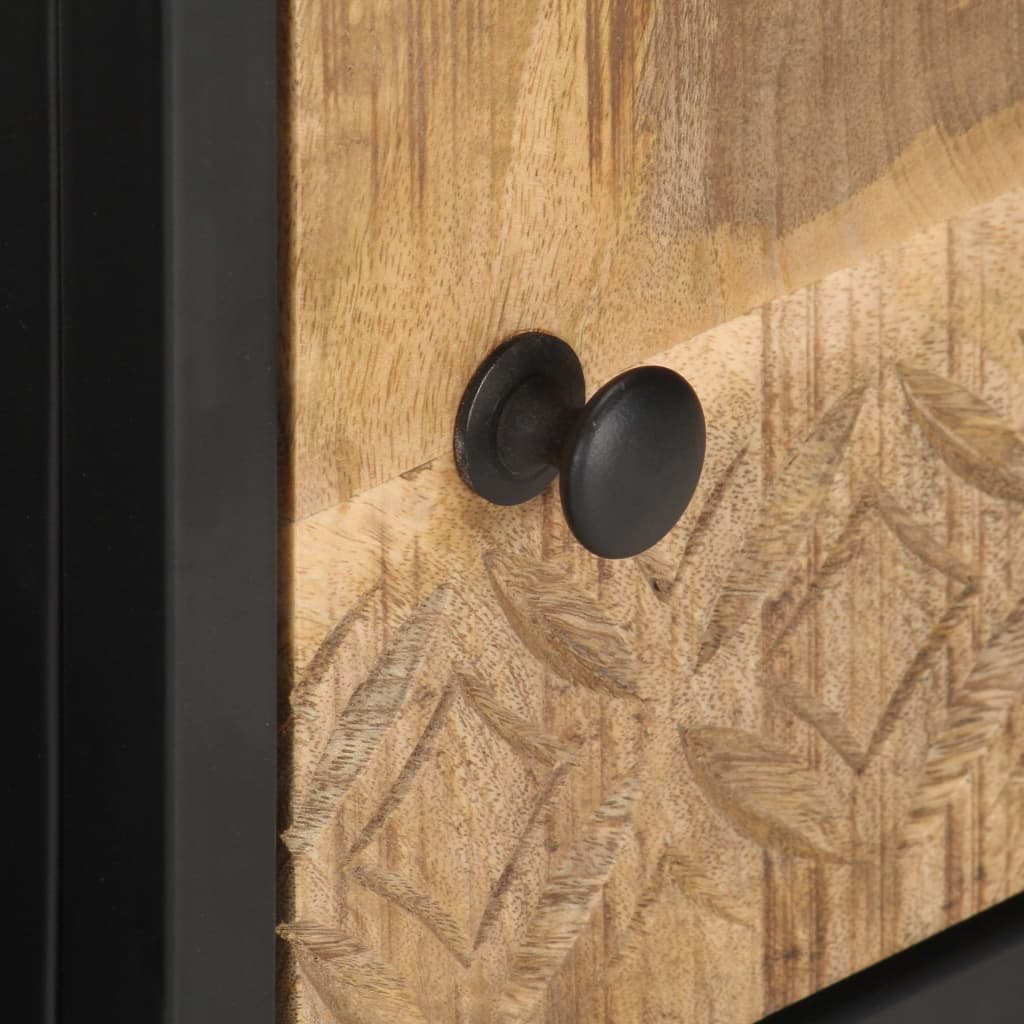 Comodă TV cu ușă sculpată, 90 x 30 x 40 cm, lemn de mango brut Lando - Lando