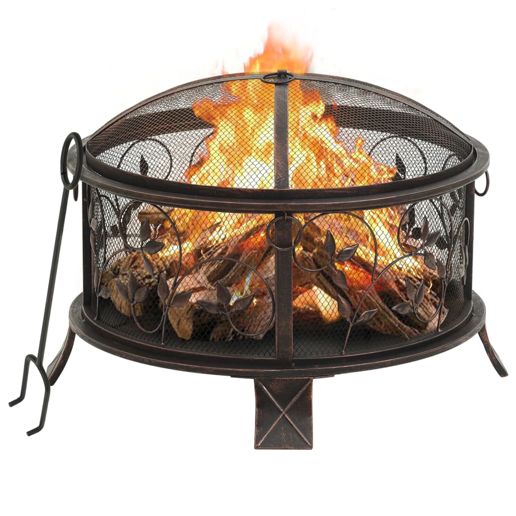 Vatră de foc rustică, cu vătrai, 67,5 cm, oțel, XXL Lando - Lando