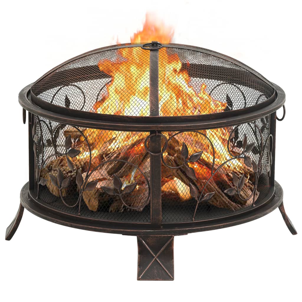 Vatră de foc rustică, cu vătrai, 67,5 cm, oțel, XXL Lando - Lando