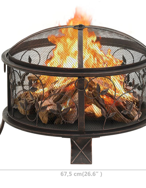Загрузите изображение в средство просмотра галереи, Vatră de foc rustică, cu vătrai, 67,5 cm, oțel, XXL Lando - Lando
