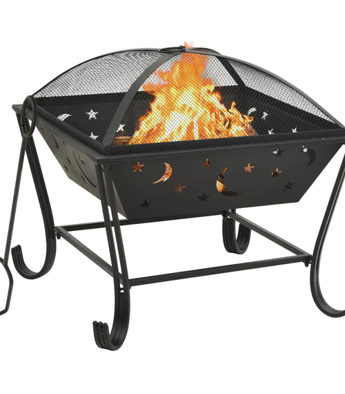 Încărcați imaginea în vizualizatorul Galerie, Lando-Vatră de foc cu vătrai, 62 cm, oțel, XXL- lando.md
