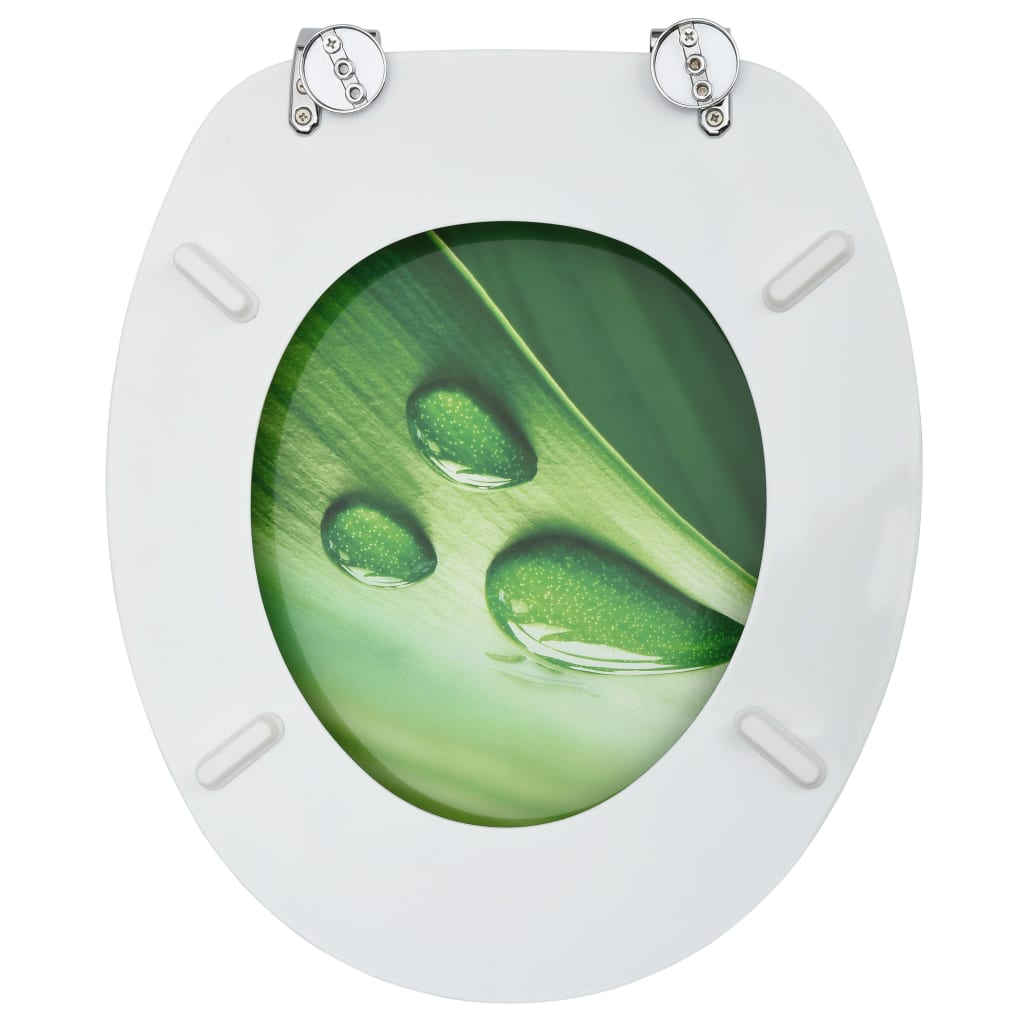 Scaune WC cu capac, 2 buc., MDF, verde, model stropi de apă Lando - Lando