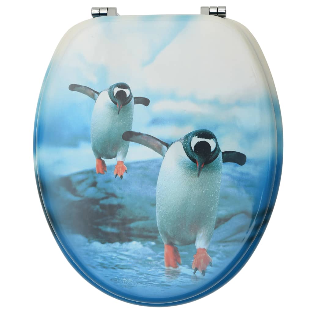 Scaune WC cu capac, 2 buc., MDF, model pinguin Lando - Lando