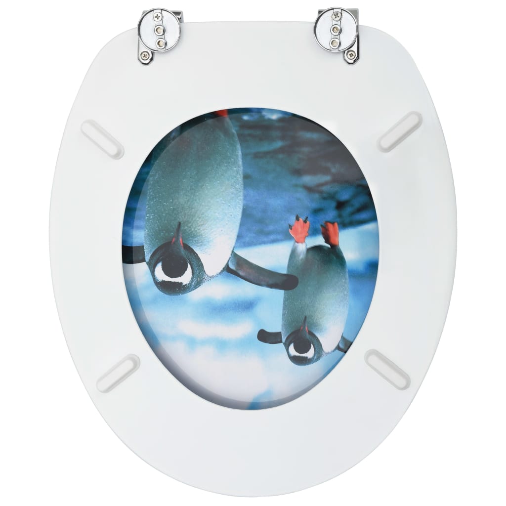 Scaune WC cu capac, 2 buc., MDF, model pinguin Lando - Lando