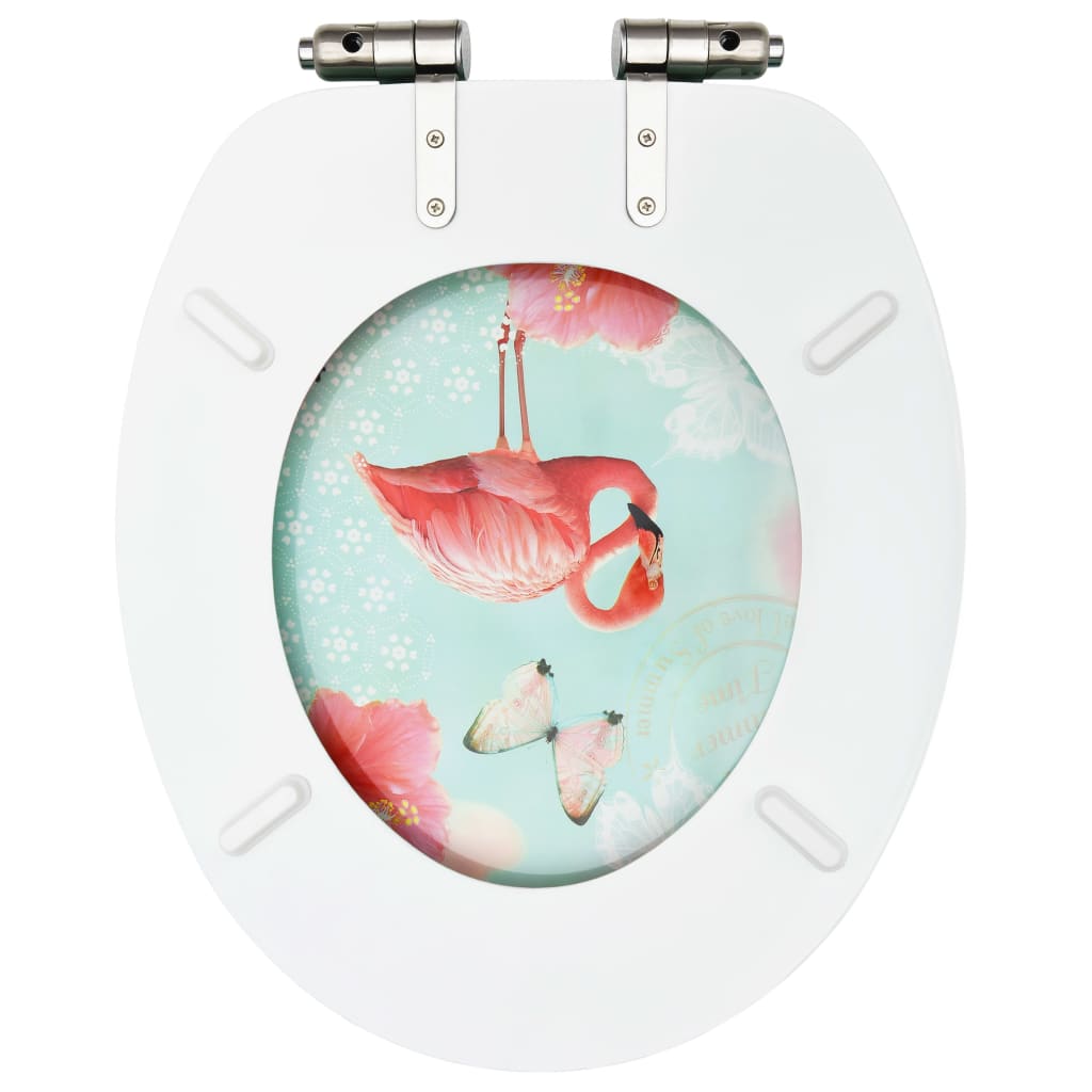 Scaune WC cu capac silențios, 2 buc., MDF, model flamingo Lando - Lando