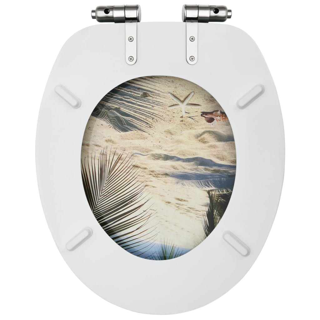 Scaune WC, capac silențios, 2 buc., MDF, model plajă Lando - Lando