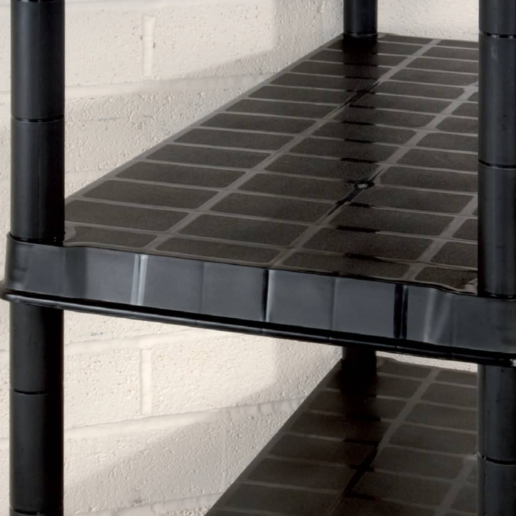 Raft de depozitare cu 5 polițe, negru, 85x40x185 cm, plastic - Lando