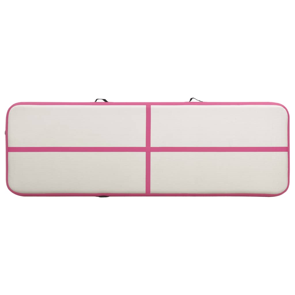 Saltea gimnastică gonflabilă cu pompă roz 300x100x15 cm PVC - Lando