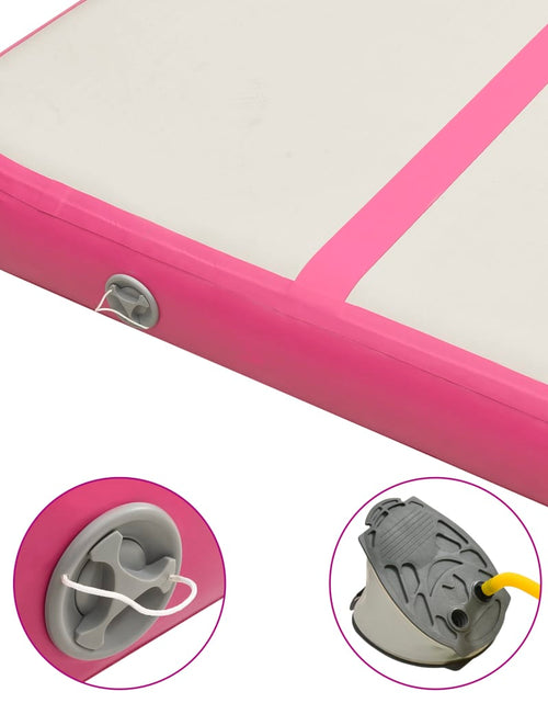 Загрузите изображение в средство просмотра галереи, Saltea gimnastică gonflabilă cu pompă roz 300x100x15 cm PVC - Lando
