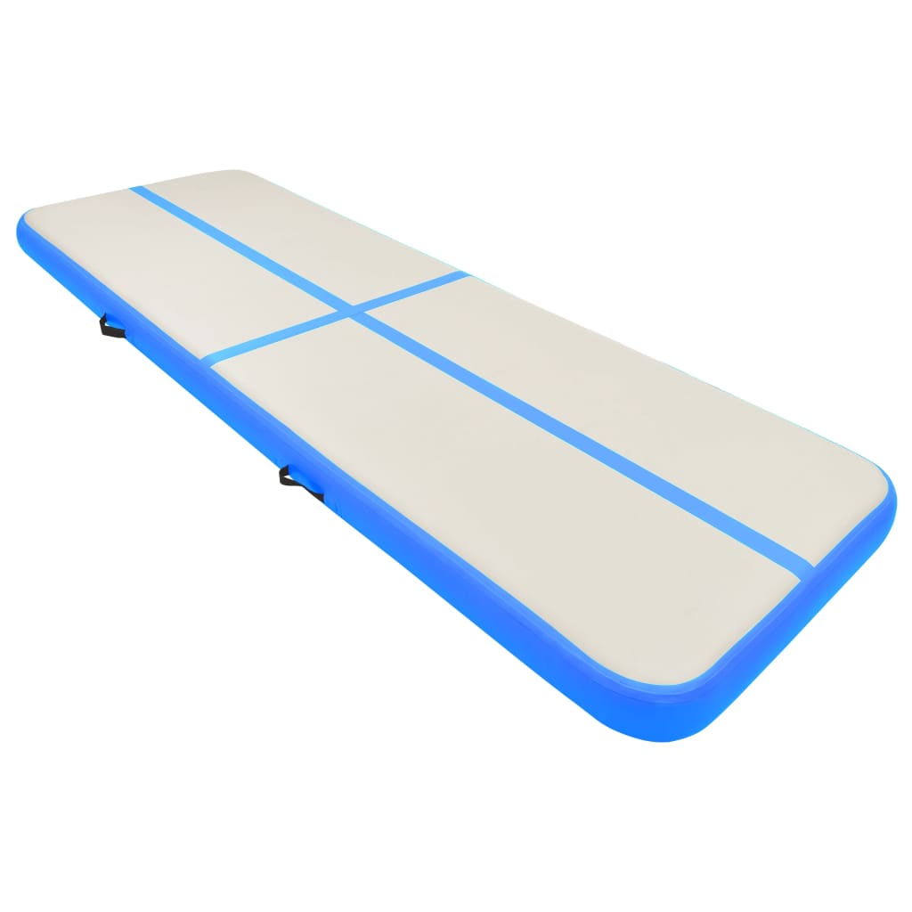 Saltea gimnastică gonflabilă cu pompă albastru 400x100x20cm PVC - Lando