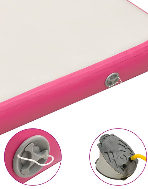 Încărcați imaginea în vizualizatorul Galerie, Saltea gimnastică gonflabilă cu pompă roz 200x200x10 cm PVC - Lando
