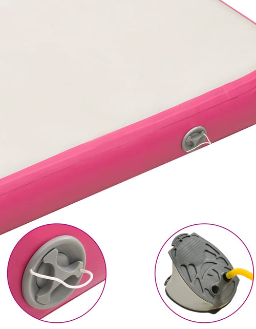 Încărcați imaginea în vizualizatorul Galerie, Saltea gimnastică gonflabilă cu pompă roz 200x200x15 cm PVC - Lando

