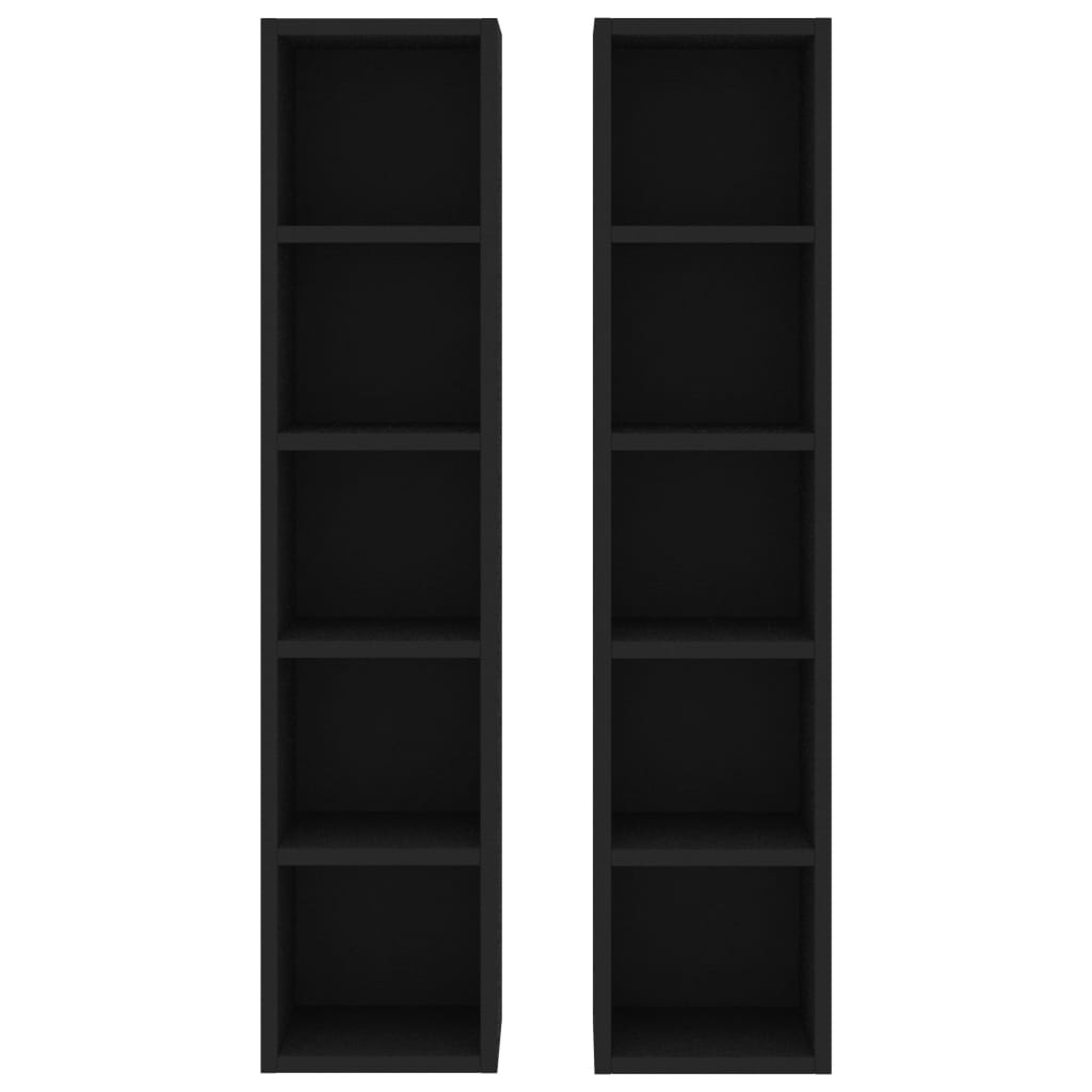 Dulapuri CD-uri, 2 buc., negru, 21 x 16 x 93,5 cm, PAL - Lando