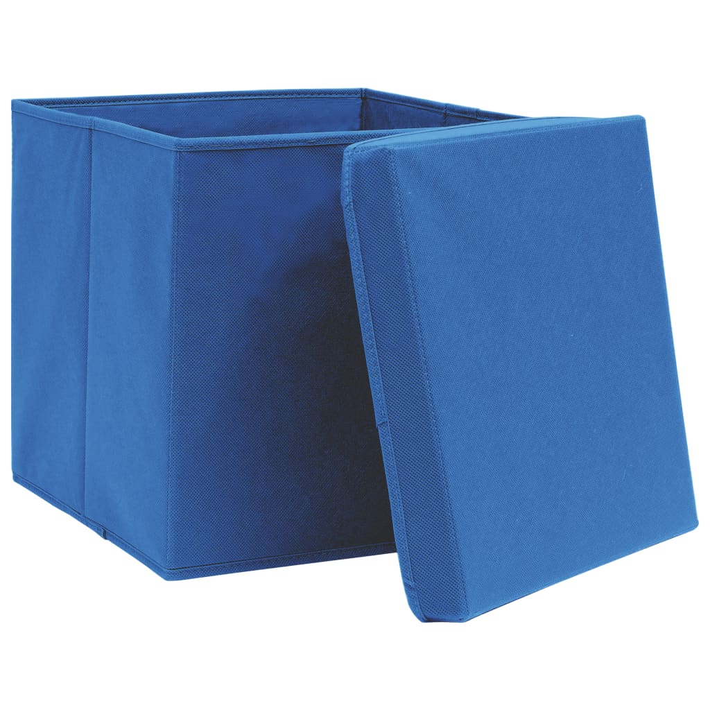 Cutii depozitare cu capac, 4 buc., albastru, 28x28x28 cm - Lando