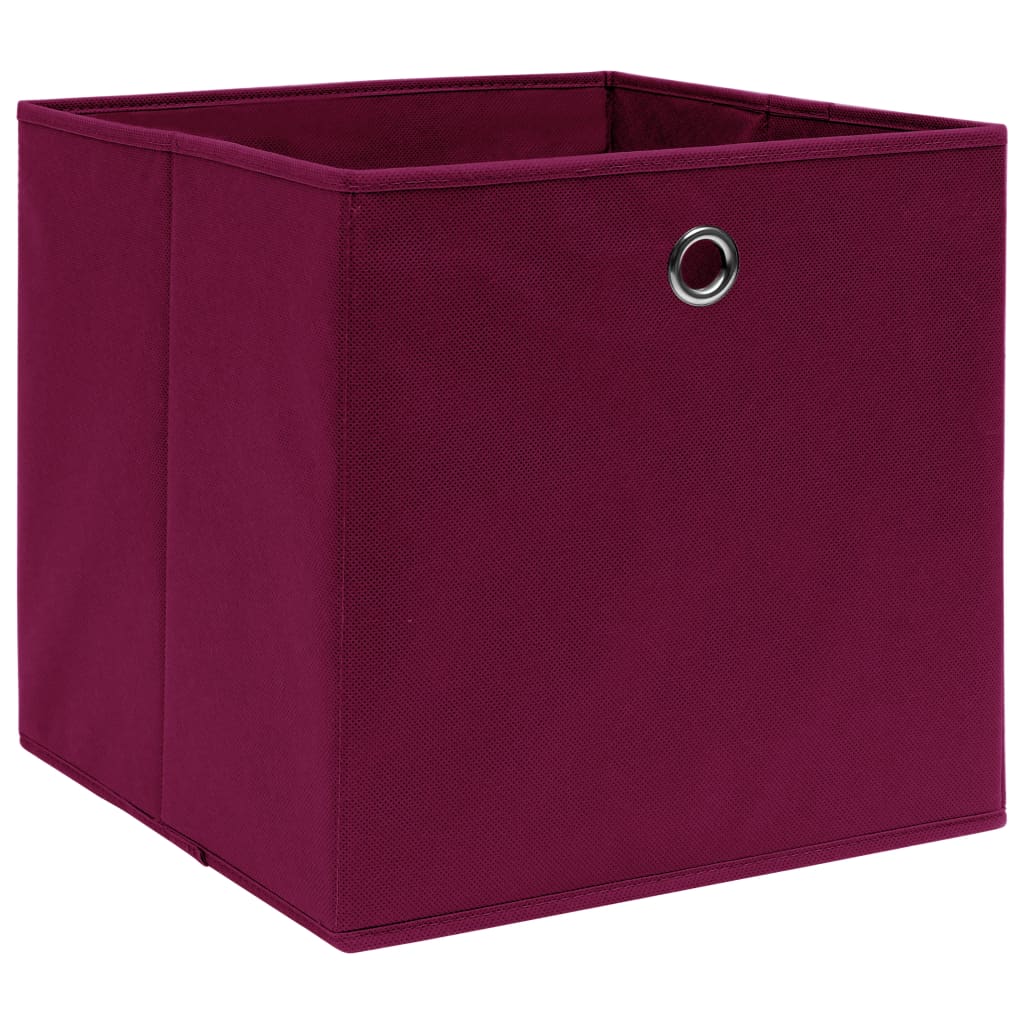 Cutii depozitare, 4 buc., roșu închis, 28x28x28 cm, textil - Lando