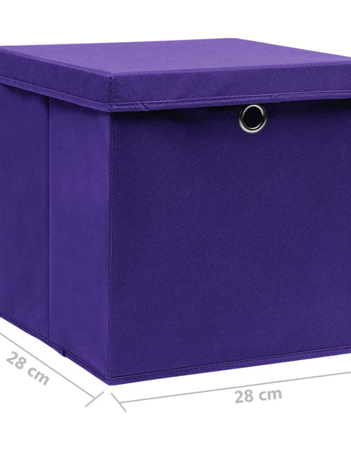 Загрузите изображение в средство просмотра галереи, Cutii depozitare cu capace, 10 buc., violet, 28x28x28 cm Lando - Lando
