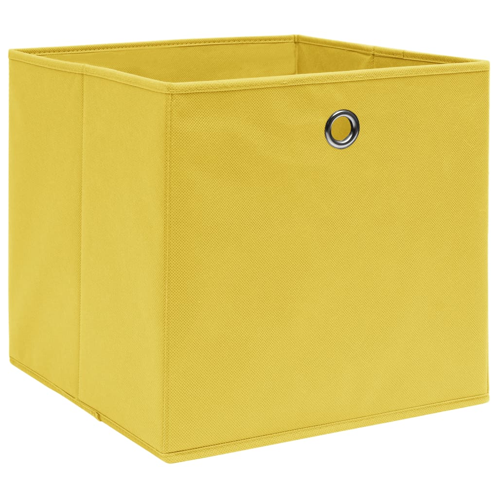 Cutii depozitare, 10 buc., galben, 28x28x28 cm, textil nețesut - Lando
