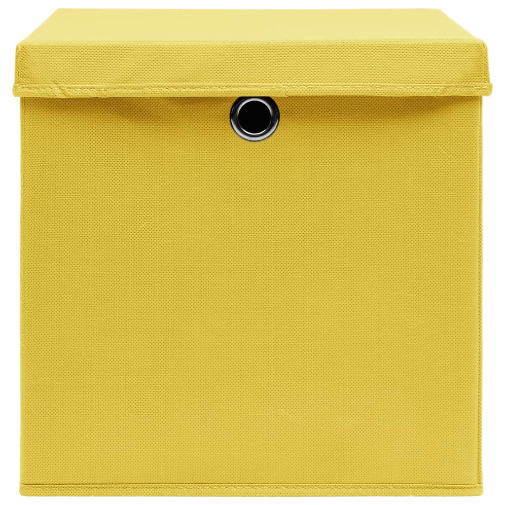 Cutii depozitare cu capace, 10 buc., galben, 28x28x28 cm Lando - Lando