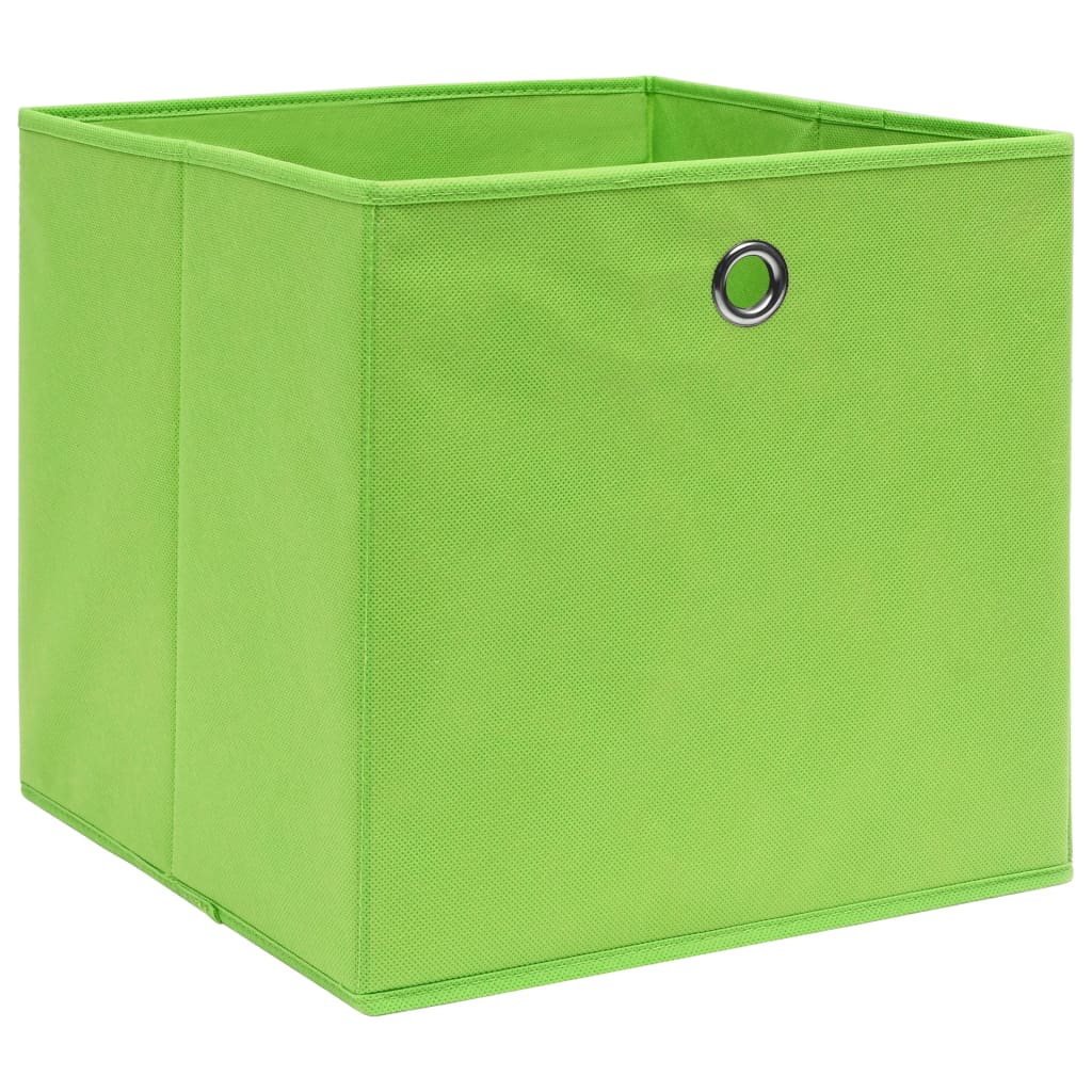Cutii depozitare, 10 buc., verde, 28x28x28 cm, material nețesut - Lando
