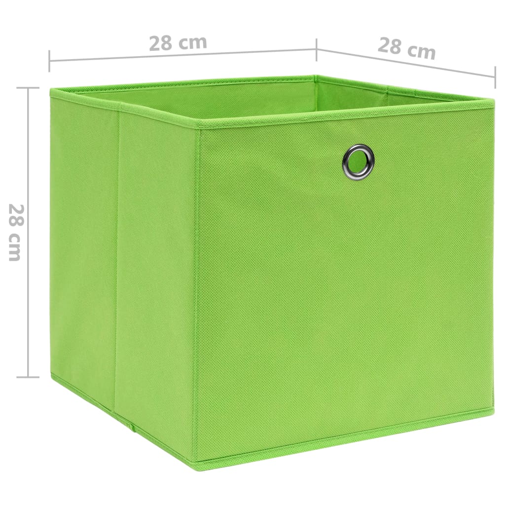 Cutii depozitare, 10 buc., verde, 28x28x28 cm, material nețesut - Lando