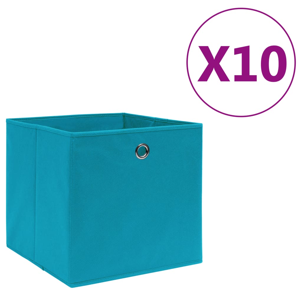Cutii depozitare, 10 buc., bleu, 28x28x28 cm, material nețesut Lando - Lando