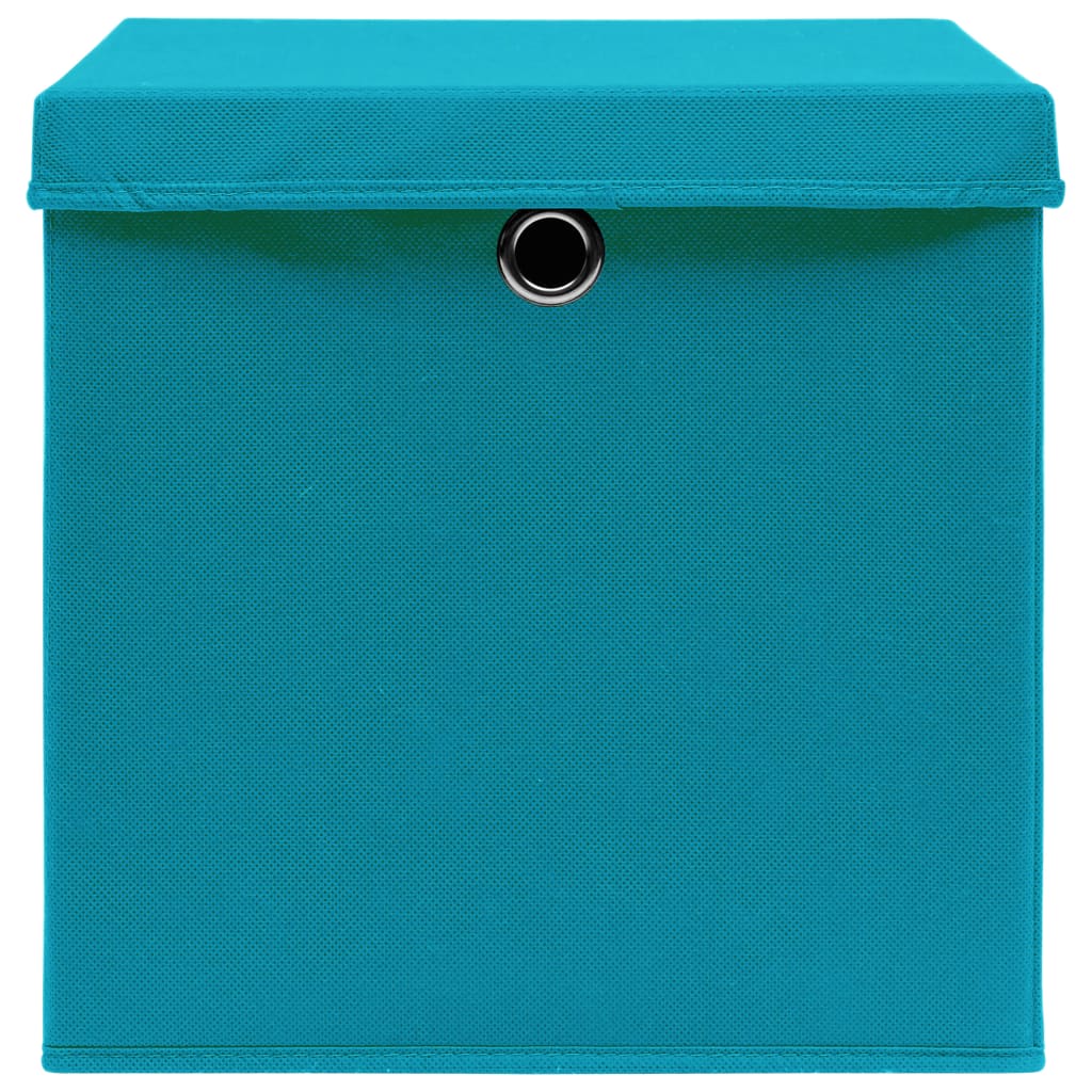 Cutii depozitare cu capace, 10 buc., albastru, 28x28x28 cm Lando - Lando