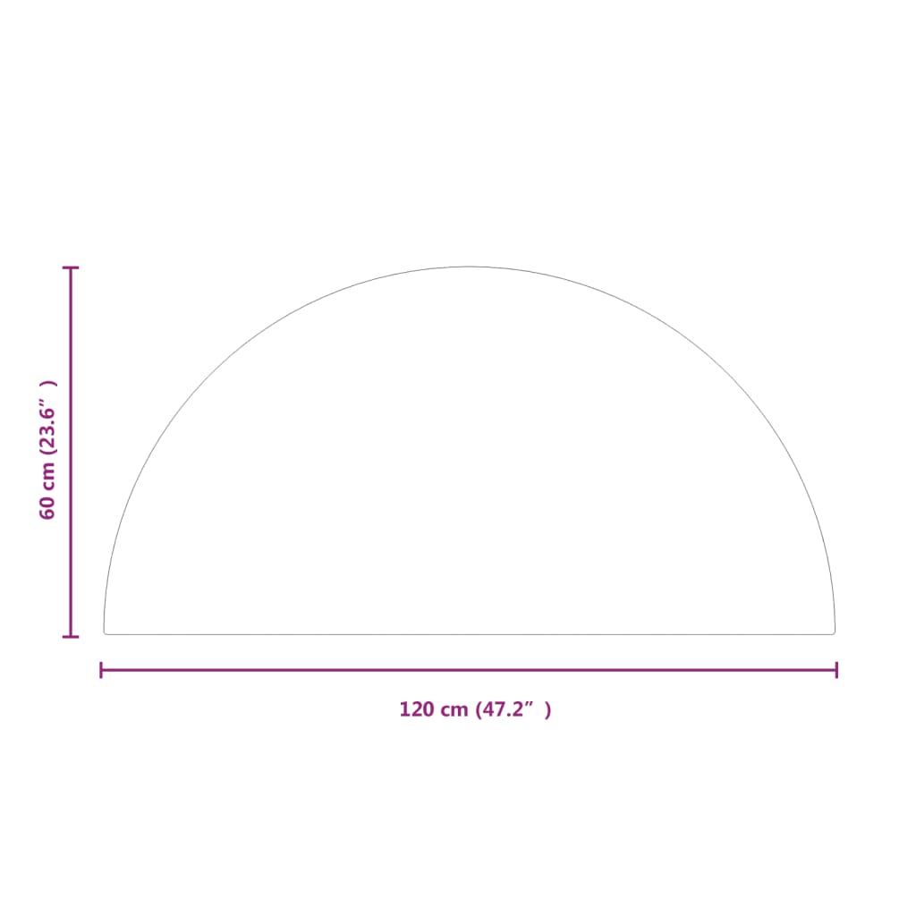 Placă de sticlă pentru șemineu, semi-rotundă, 1200x600 mm - Lando